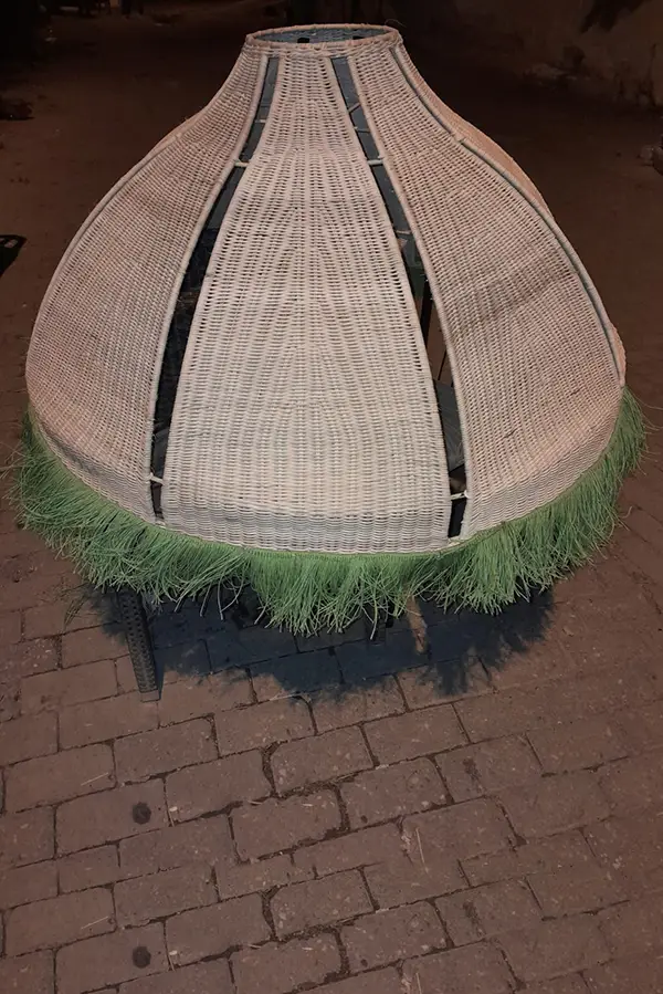 Bambu Rattan Dev Hasır Avize Jut İp Saçaklı
