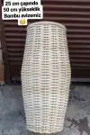 Rattan Hasır Bambu Avize (Ahşap Karışım)