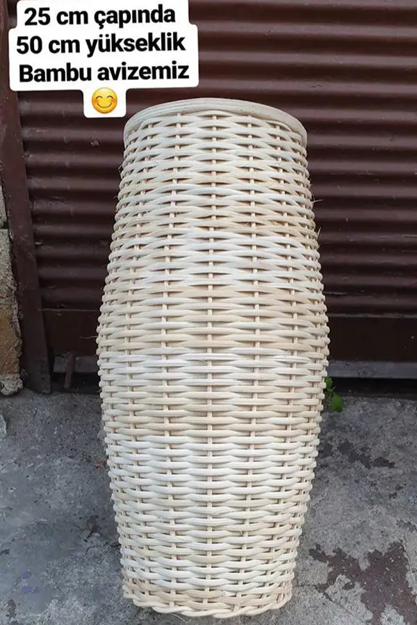 Rattan Hasır Bambu Avize (Ahşap Karışım)