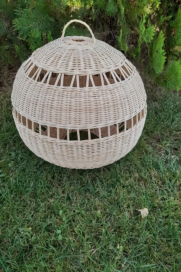 Yarım Dantelli Rattan Bambu Hasır Avize