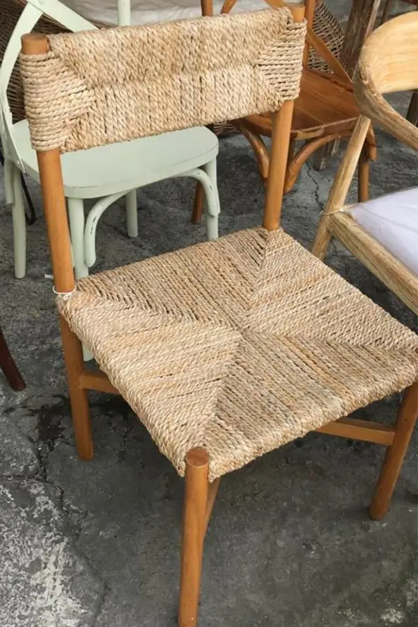 Kıvırcık İp Hasır Zarf Örgü Kaplama Sırtlı Tabure